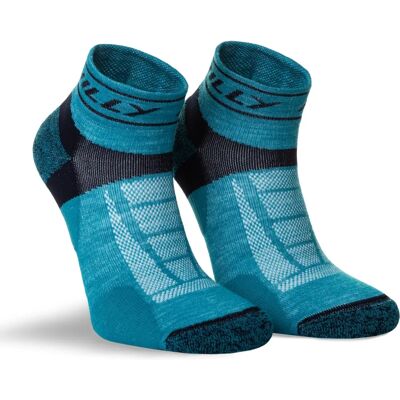 Hilly Unisex Mid Socks Trail Running - Turquoise/Navy - 3 Pairs Hilly Unisex Mid Socks Trail Running - Turquoise/Navy - 3 Pairs