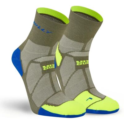 Hilly Marathon Fresh Anklet Socks - Olive Green/Fluo Yellow Large Hilly Marathon Fresh Anklet Socks - Olive Green/Fluo Yellow Large