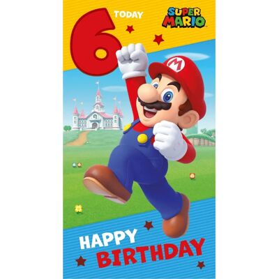 Biglietto di compleanno Super Mario 6 anni - Carta di auguri Biglietto di compleanno Super Mario 6 anni - Carta di auguri