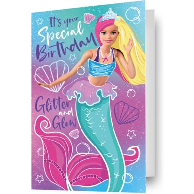 Barbie sellő glitter és glow születésnapi kártya Barbie sellő glitter és glow születésnapi kártya