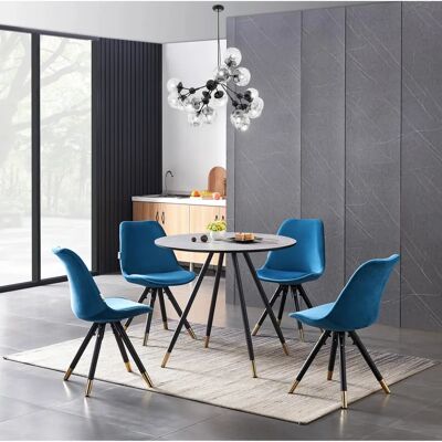 Life Interiors Sofiya dorchester lux dining set - Grau/Blau - Esstisch und Stühle Life Interiors Sofiya dorchester lux dining set - Grau/Blau - Esstisch und Stühle