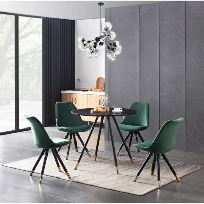 Life Interiors Sofiya Dorchester Lux Black Green Dining Set - Table & 4 Chairs Life Interiors Sofiya Dorchester Lux Black Green Dining Set - Table & 4 Chairs