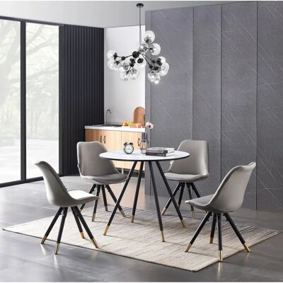Life Interiors Dorchester Lux Dining Set - White/dark grey Life Interiors Dorchester Lux Dining Set - White/dark grey