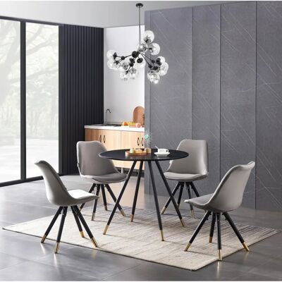 Life Interiors Sofiya Dorchester Lux Dining Set - Black/ Dark Grey Life Interiors Sofiya Dorchester Lux Dining Set - Black/ Dark Grey