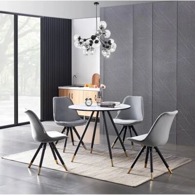 Life Interiors Sofiya Dorchester Lux Dining Set - White/Light Grey - Dining Set Life Interiors Sofiya Dorchester Lux Dining Set - White/Light Grey - Dining Set