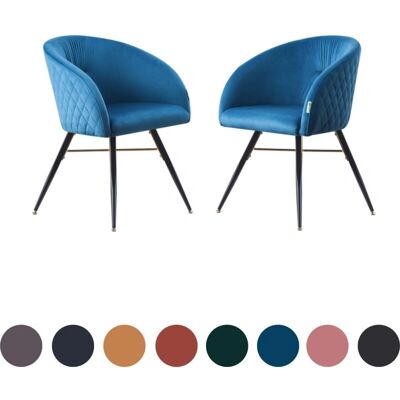 Life Interiors Viterbo Lux Velvet Dining Chairs - Set of 2 Blue Life Interiors Viterbo Lux Velvet Dining Chairs - Set of 2 Blue