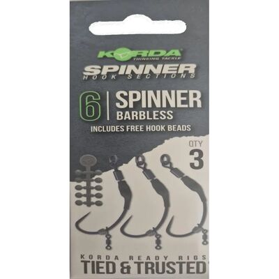 Sections d'hameçons Spinner KORDA - 6 sans barbes - Hameçons de pêche - Publicité Sections d'hameçons Spinner KORDA - 6 sans barbes - Hameçons de pêche - Publicité
