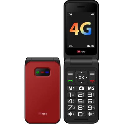 Ttfone Tt760 Czerwony Duży Przycisk Flip Telefon - Seniorzy Ttfone Tt760 Czerwony Duży Przycisk Flip Telefon - Seniorzy