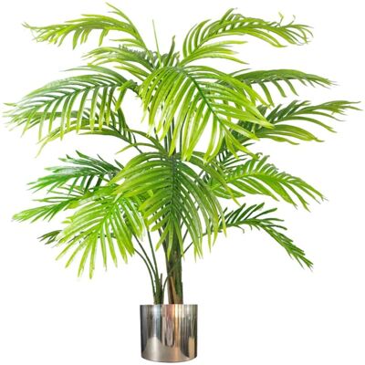 Leaf Design - Areca Palm 130cm - silver metal planter - green - Artificial Plant Leaf Design - Areca Palm 130cm - silver metal planter - green - Artificial Plant