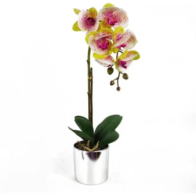 Leaf 46cm Artificial Orchid - Pink - Real Touch - Plastic Pot - 46cm Tall Leaf 46cm Artificial Orchid - Pink - Real Touch - Plastic Pot - 46cm Tall