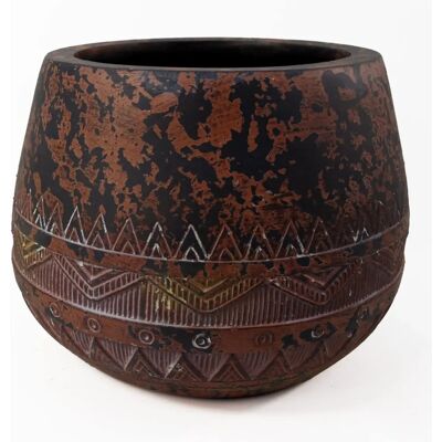 Leaf Zaturn Planter - Brown / Black - 24x30cm - Indoor/Outdoor Leaf Zaturn Planter - Brown / Black - 24x30cm - Indoor/Outdoor
