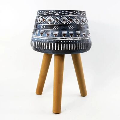 Leaf Aztec Blue Composite Large Planter - Planter Leaf Aztec Blue Composite Large Planter - Planter