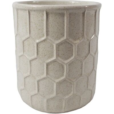 Jardinière en céramique nid d'abeilles blanche Leaf 16cm - Jardinière - Publicité Jardinière en céramique nid d'abeilles blanche Leaf 16cm - Jardinière - Publicité
