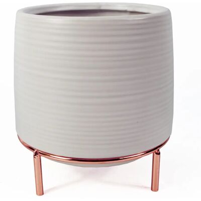 Leaf 18cm White Ceramic Planter - Metal Stand - Planter Leaf 18cm White Ceramic Planter - Metal Stand - Planter