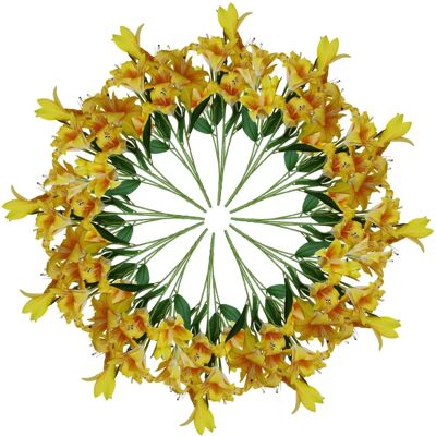 Leaf 12 x 60cm Artificial Lily Stem - Yellow - 144 Flowers - Artificial Flower Stem Leaf 12 x 60cm Artificial Lily Stem - Yellow - 144 Flowers - Artificial Flower Stem