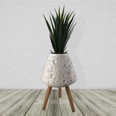 Leaf Moon - White Planter with Stand - One Size - Planter Leaf Moon - White Planter with Stand - One Size - Planter