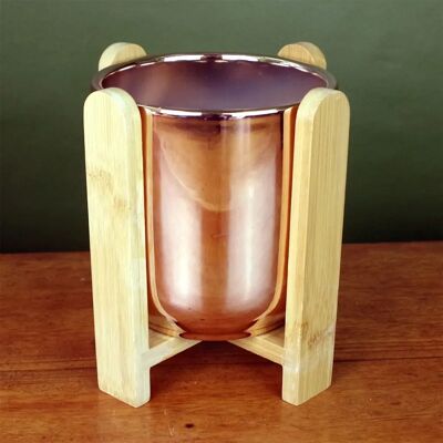 Leaf - Gold Ceramic Planter - Bamboo Stand - Plant Pot Leaf - Gold Ceramic Planter - Bamboo Stand - Plant Pot