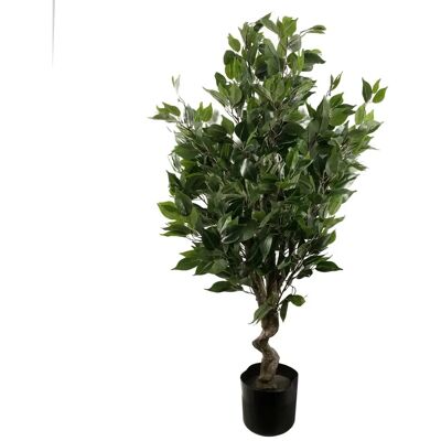 Leaf - 110cm Twist Ficus Tree - Green - Copper Planter - Tree Leaf - 110cm Twist Ficus Tree - Green - Copper Planter - Tree