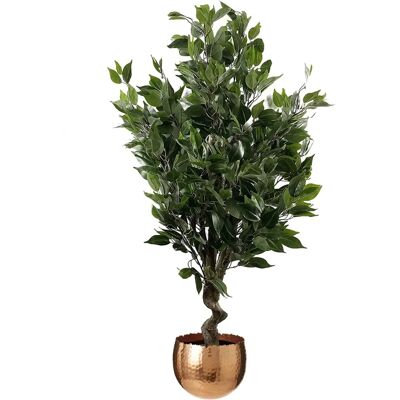 Leaf 110cm Artificiell Eviggrön Fikus Träd Koppar Kurva Kruka - Konstgjord Träd Leaf 110cm Artificiell Eviggrön Fikus Träd Koppar Kurva Kruka - Konstgjord Träd