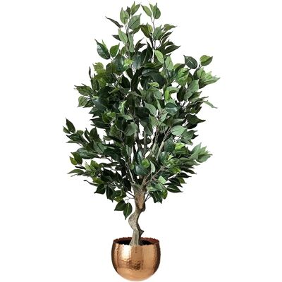 Leaf 100cm Premium Artificial Ficus Twist Tree Copper Curve Planter - Artificial Ficus Tree Leaf 100cm Premium Artificial Ficus Twist Tree Copper Curve Planter - Artificial Ficus Tree