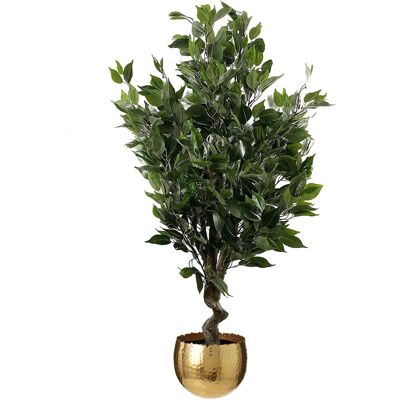 Leaf 110cm Artificial Evergreen Twist Ficus Tree Gold Curve Planter - Artificial Tree Leaf 110cm Artificial Evergreen Twist Ficus Tree Gold Curve Planter - Artificial Tree