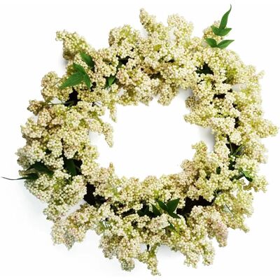 Leaf 55cm Artificial Hanging White Berries Wreath - Wreath Leaf 55cm Artificial Hanging White Berries Wreath - Wreath