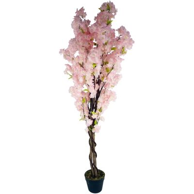 Leaf Pink Artificial Blossom Tree - 150cm Indoor Faux Plant Leaf Pink Artificial Blossom Tree - 150cm Indoor Faux Plant