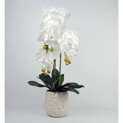 Leaf 60cm White Orchid with Ceramic Planter - Artificial Plant Leaf 60cm White Orchid with Ceramic Planter - Artificial Plant