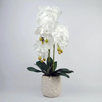 Leaf 60cm White Orchid with Ceramic Planter - Artificial Plant Leaf 60cm White Orchid with Ceramic Planter - Artificial Plant