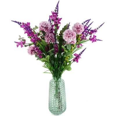 Homewiseuk Pink Carnation & Larkspur Arrangement - Artificial Flowers Homewiseuk Pink Carnation & Larkspur Arrangement - Artificial Flowers