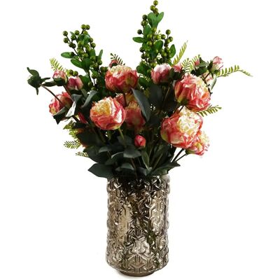 Leaf 70cm Pink Peony Artificial Flowers Arrangement with Vase - Artificial Flowers Arrangement Leaf 70cm Pink Peony Artificial Flowers Arrangement with Vase - Artificial Flowers Arrangement