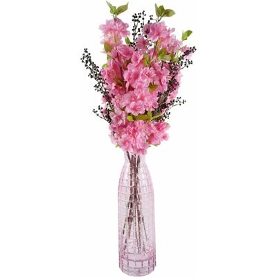 Leaf Design UK - LEAF-100CM-PINK-BLOSSOM - Pink - Glass Vase - Artificial Flower Arrangement Leaf Design UK - LEAF-100CM-PINK-BLOSSOM - Pink - Glass Vase - Artificial Flower Arrangement