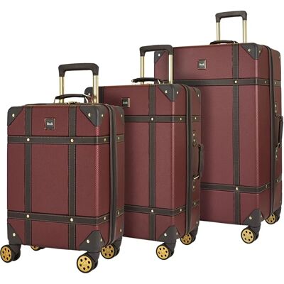 rock Vintage Set of 3 Suitcases - Burgundy rock Vintage Set of 3 Suitcases - Burgundy