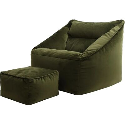Icon Velvet Pouf with Footstool Olive Green - Pouf and Footstool Set Icon Velvet Pouf with Footstool Olive Green - Pouf and Footstool Set