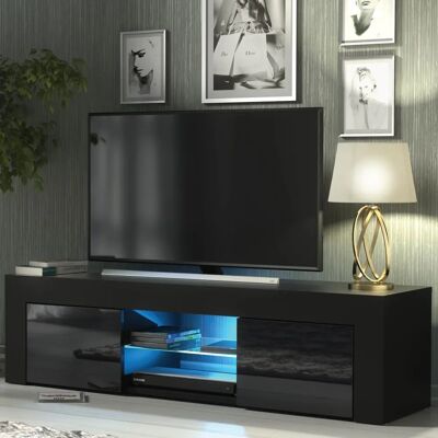 Creative Furniture 130cm Black TV Unit - High Gloss Doors Creative Furniture 130cm Black TV Unit - High Gloss Doors