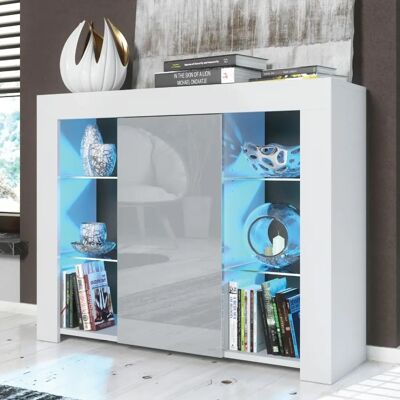 Creative Furniture 97cm Grey White Modern Sideboard - High Gloss LED Cabinet Creative Furniture 97cm Grey White Modern Sideboard - High Gloss LED Cabinet