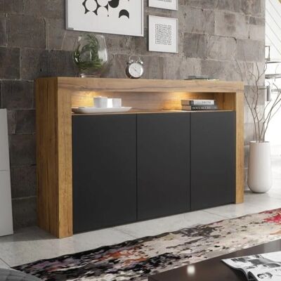 Creative Labs Sideboard Oak & Black LED - 155cm - Modern Storage Creative Labs Sideboard Oak & Black LED - 155cm - Modern Storage