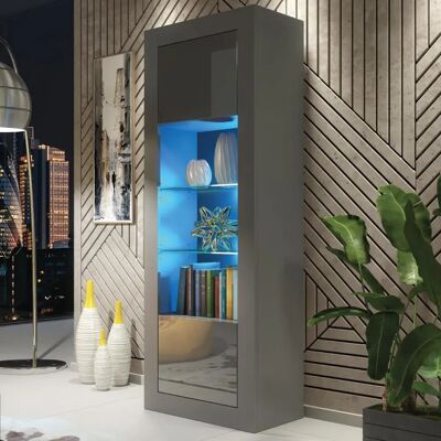 Creative Labs 170cm LED Dark Grey Gloss Doors Display Cabinet - Modern Furniture Creative Labs 170cm LED Dark Grey Gloss Doors Display Cabinet - Modern Furniture