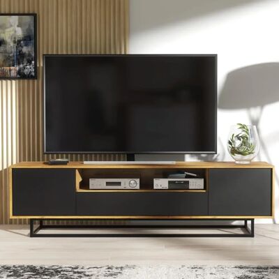 Creative Furniture 200cm Loft Retro Industrial TV Unit Stand Vintage Oak - TV Unit Creative Furniture 200cm Loft Retro Industrial TV Unit Stand Vintage Oak - TV Unit