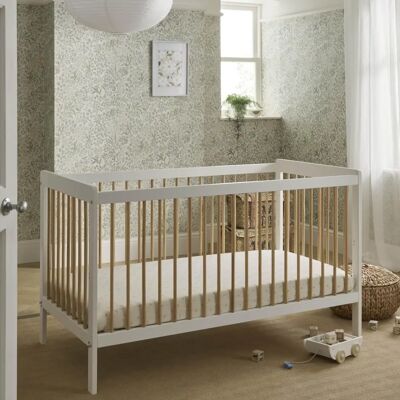 CuddleCo Nola Cot bed - White / Natural - Convertible, Adjustable, for Ages 0-5 CuddleCo Nola Cot bed - White / Natural - Convertible, Adjustable, for Ages 0-5