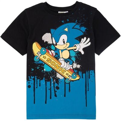 Sonic the Hedgehog Black T-Shirt - Short Sleeved, Round Neck, Regular Fit Sonic the Hedgehog Black T-Shirt - Short Sleeved, Round Neck, Regular Fit