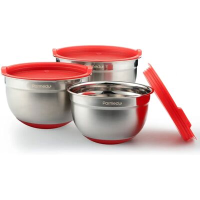 Parmedu - Mixing Bowl Set - 304 Stainless Steel - 3 Nesting Parmedu - Mixing Bowl Set - 304 Stainless Steel - 3 Nesting