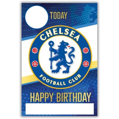 Carte d'anniversaire Chelsea FC bleu et blanc avec autocollants - Publicité Carte d'anniversaire Chelsea FC bleu et blanc avec autocollants - Publicité