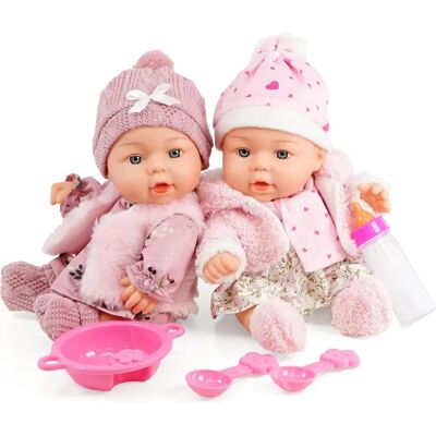 BiBi - Twin Baby Dolls 10in - Pink Clothes - Doll BiBi - Twin Baby Dolls 10in - Pink Clothes - Doll