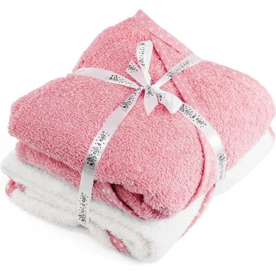 GEEZY - 2-Pack Hooded Baby Towel - Pink - 100% Cotton - Hooded towel GEEZY - 2-Pack Hooded Baby Towel - Pink - 100% Cotton - Hooded towel