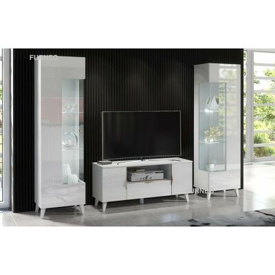 Furneo - Living Room Set - White - LED Lights - TV Stand Furneo - Living Room Set - White - LED Lights - TV Stand
