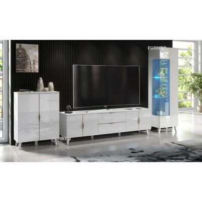 Furneo - Azzurro - Blue LED Lights - White - TV stand Furneo - Azzurro - Blue LED Lights - White - TV stand