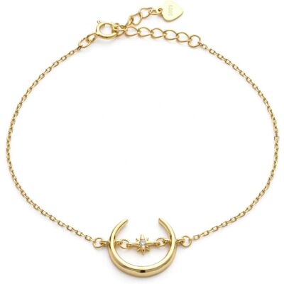 Elk & Bloom 14K Gold Crescent Moon and Star Bracelet - Bracelets Elk & Bloom 14K Gold Crescent Moon and Star Bracelet - Bracelets