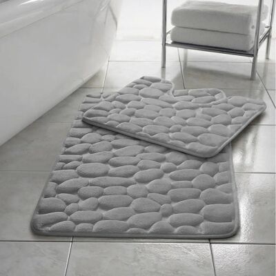 HomeSpace Direct Silver Pebbles Bath Mat Set - Bath Mat Set HomeSpace Direct Silver Pebbles Bath Mat Set - Bath Mat Set
