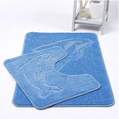 Kampala Hill - Dolphin Bath Mat 2P Set - Blue - Bath Mat Set Kampala Hill - Dolphin Bath Mat 2P Set - Blue - Bath Mat Set